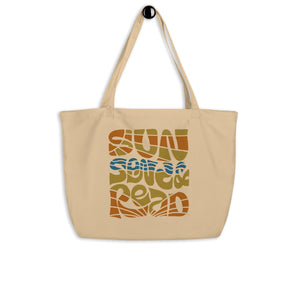 Sun, Sand, and Read Large Double-Sided Organic Tote