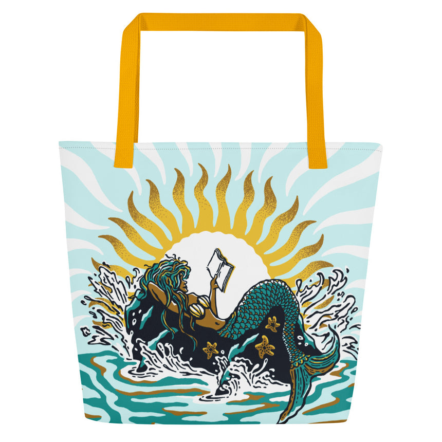 Mermaid Reader Large Tote Bag
