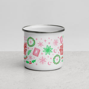 Festive Bookish Vibes Enamel Mug