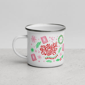 Festive Bookish Vibes Enamel Mug