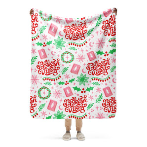 Festive Bookish Vibes Sherpa Blanket