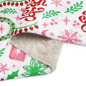 Festive Bookish Vibes Sherpa Blanket